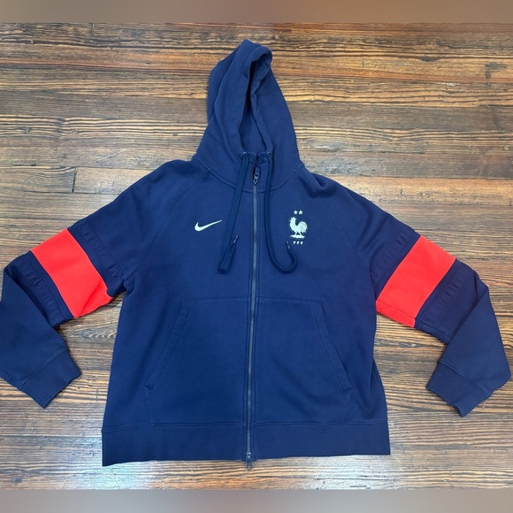 Nike France Football 2020 Soccer Rare Hooded Sweatshirt Embroidered Logo Sz  L - Picture 1 of 8